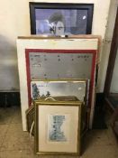 A large quantity of contemporary framed prints, clip frames, picture frames, oil on canvas,