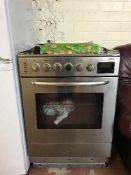 A stainless steel gas oven