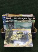 Six assorted boxed plastic modelling kits - military vehicles and tanks