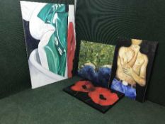 Four large oils on canvas