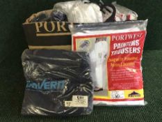 Three boxes of Port West painter's trousers, overalls,