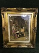 A pair of gilt framed colour prints by M.