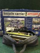 A cycle car rack together with a bag of hand tools