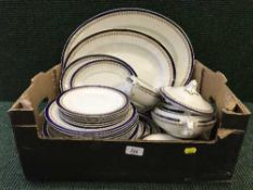 A box of Imperial porcelain dinner ware, together with a box of antique doll, books,