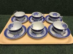 A tray of six Copland spode Fitzhugh cups and saucers