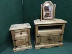 A pine audio cabinet,