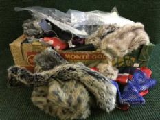 Two boxes of lady's faux wraps, scarfs,