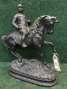 A late 19th century spelter figure - soldier on horseback