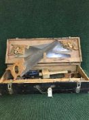 Pine joiner's tool box with tools
