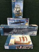 Four boxed Revel plastic modelling kits - German Destroyer class 119,