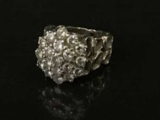 18 carat white gold diamond cluster ring - 19 stones approximately 1.8 carats 7.4.