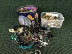 Two boxes of costume jewellery