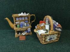A tray of two Ringtons novelty collector's teapots