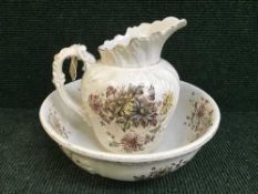 A floral toilet jug and basin
