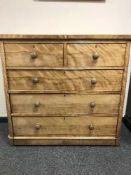 A Victorian satin birch five drawer chest