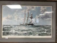 After Montague Dawson : In Full Sail, reproduction in colours, signed in pencil,