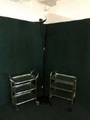 Two gilt metal trolleys and an angle poised floor lamp