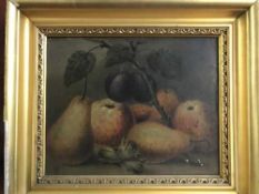 Late Nineteenth Century School : Still Life with Apples, Cherries and Grapes, oil on panel,