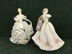 Two Royal Doulton figurines - Rosemary HN 3143 signed to based together with Beatrice HN 3263