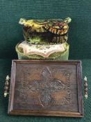 A late 20th century vinyl storage footstool