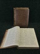 Two leather bound antique volumes - Johnson's Dictionary,