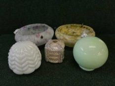 A box of five glass Art Deco light shades