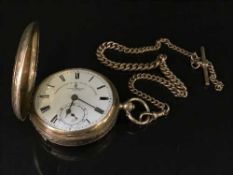 A fine 9ct gold full hunter key wound pocketwatch, the enamel dial signed John Forrest London,