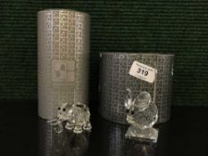 Two Swarovski crystal ornaments - Mouse and Elephant,