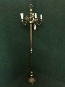 A continental brass five-way standard lamp