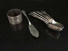 Six silver teaspoons,