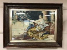 H. Chapman : A maiden playing a lute, watercolour, signed, dated 1909, framed.