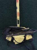 A plastic builders tub of hand tools, tool box and tools, spirit level,