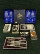 A tray of three boxed pairs of City of Sunderland champagne flutes, hip flask,