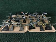 Two trays of twenty assorted die-cast and plastic airplanes on stands