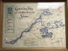 A colour print depicting A Guide to Coarse Fishing on the Athlone Reaches of Shannon,