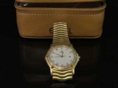 A gents 18ct gold Ebel diamond set quartz wristwatch,