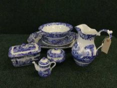 A quantity of Spode blue and white Italian ware
