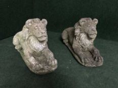 A pair of garden figures - lions