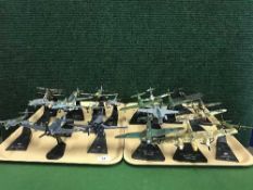 Two trays of twenty assorted die-cast and plastic airplanes on stands