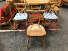 A set of four Ercol light elm kitchen chairs (4)