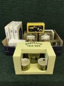 A box of Ringtons china - Heritage tea set, Millennium plates, two caddies,