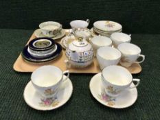 A tray of bone china tea set, Masons cup and saucer,