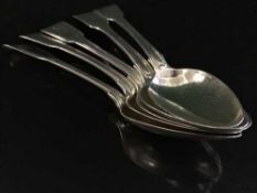 Five silver dessert spoons