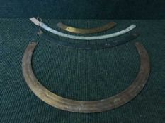 Four assorted copper extension measuring rules