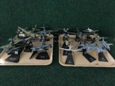 Two trays of twenty assorted die-cast and plastic airplanes on stands
