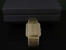 A fine lady's 18ct gold and diamond set Longines wristwatch, quartz movement,