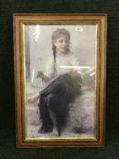 A set of three mahogany contemporary prints including The Picture Girl,