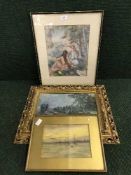 A dismantled triple door wardrobe, Two metal standard lamps,