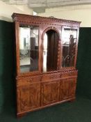 A Barker and Stonehouse yew wood display cabinet