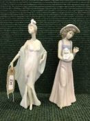 A Lladro figure - Lady in 1920's dress numbered 5787 together with a Nao figure of a lady with